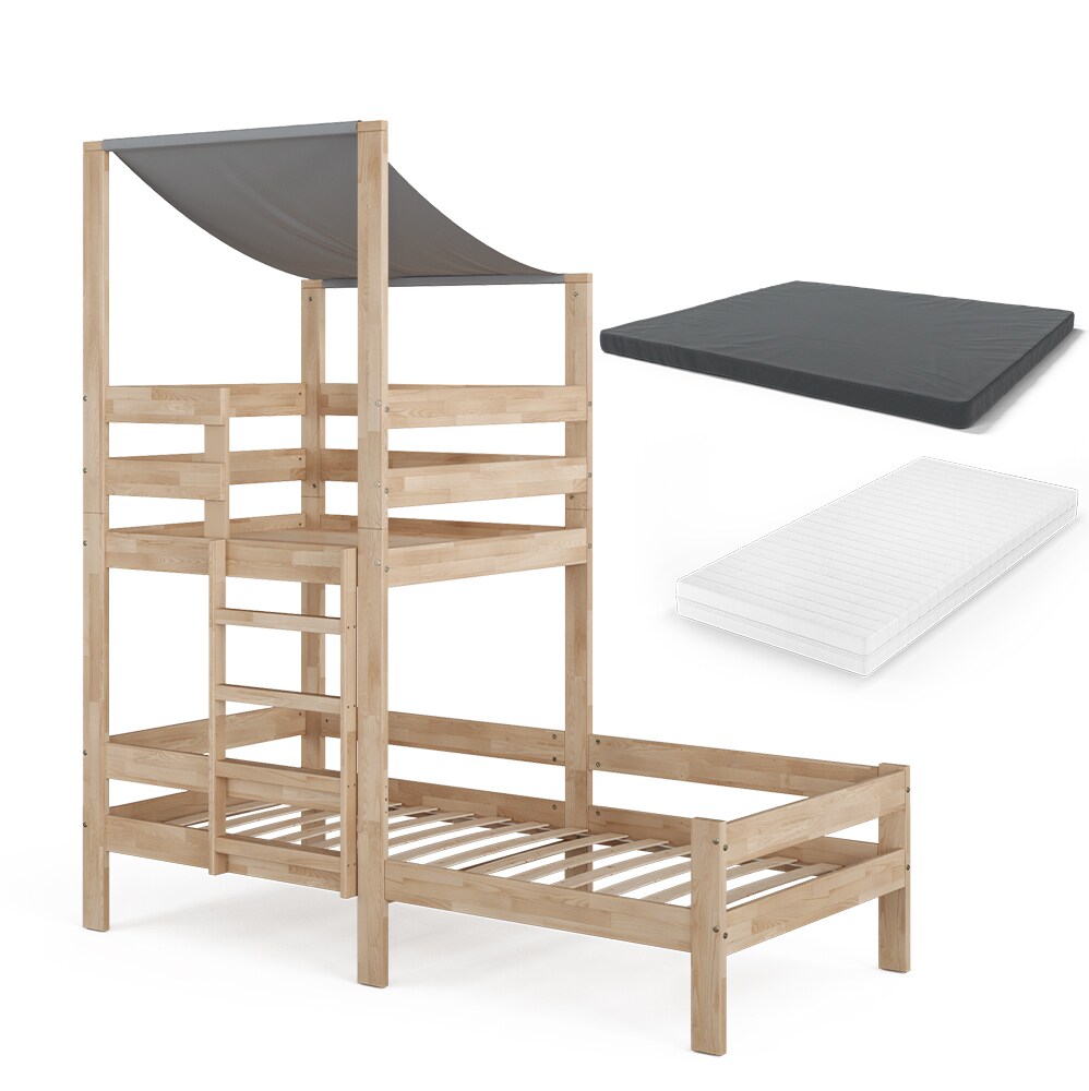 VitaliSpa Kinderbett Tom 90x200cm mit 2 Matratzen Spielbett Jugendbett Spielturm