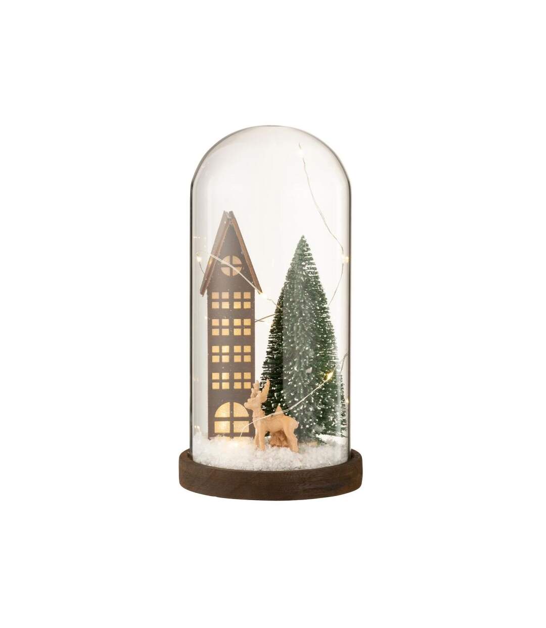 Paris Prix - Cloche Déco Led En Verre maison 27cm Marron