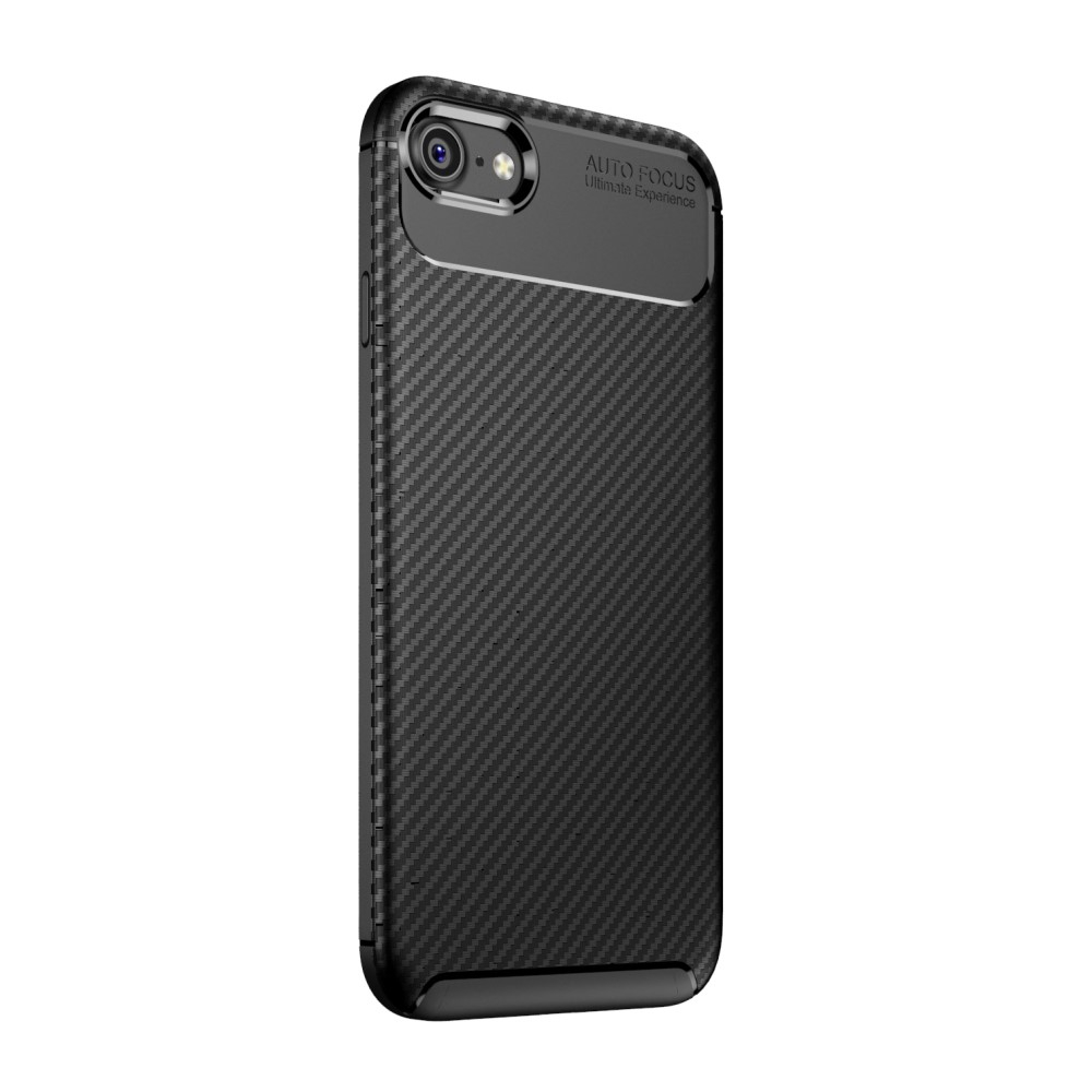 iPhone SE (2022/2020) / 8 / 7 / 6S Gummi Case Schutzhülle mit Air Cushion Fallschutz im Carbon Look - Schwarz