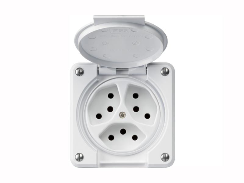 Hager NUP-Steckdosen robusto 3xT13 mit Klappdeckel Unterputz robusto WH36640300C