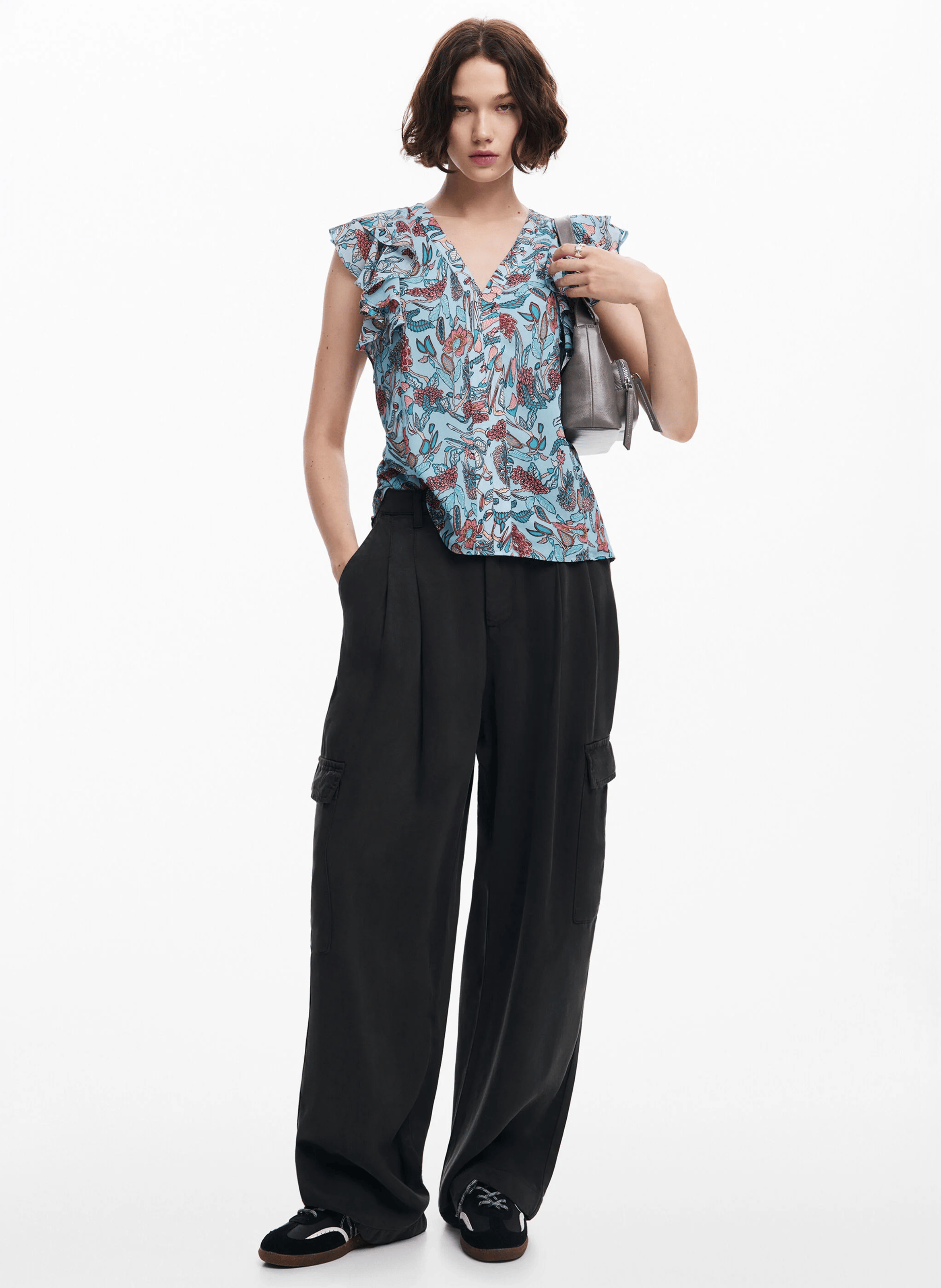 Blouse droite à imprimé floral | Bleu