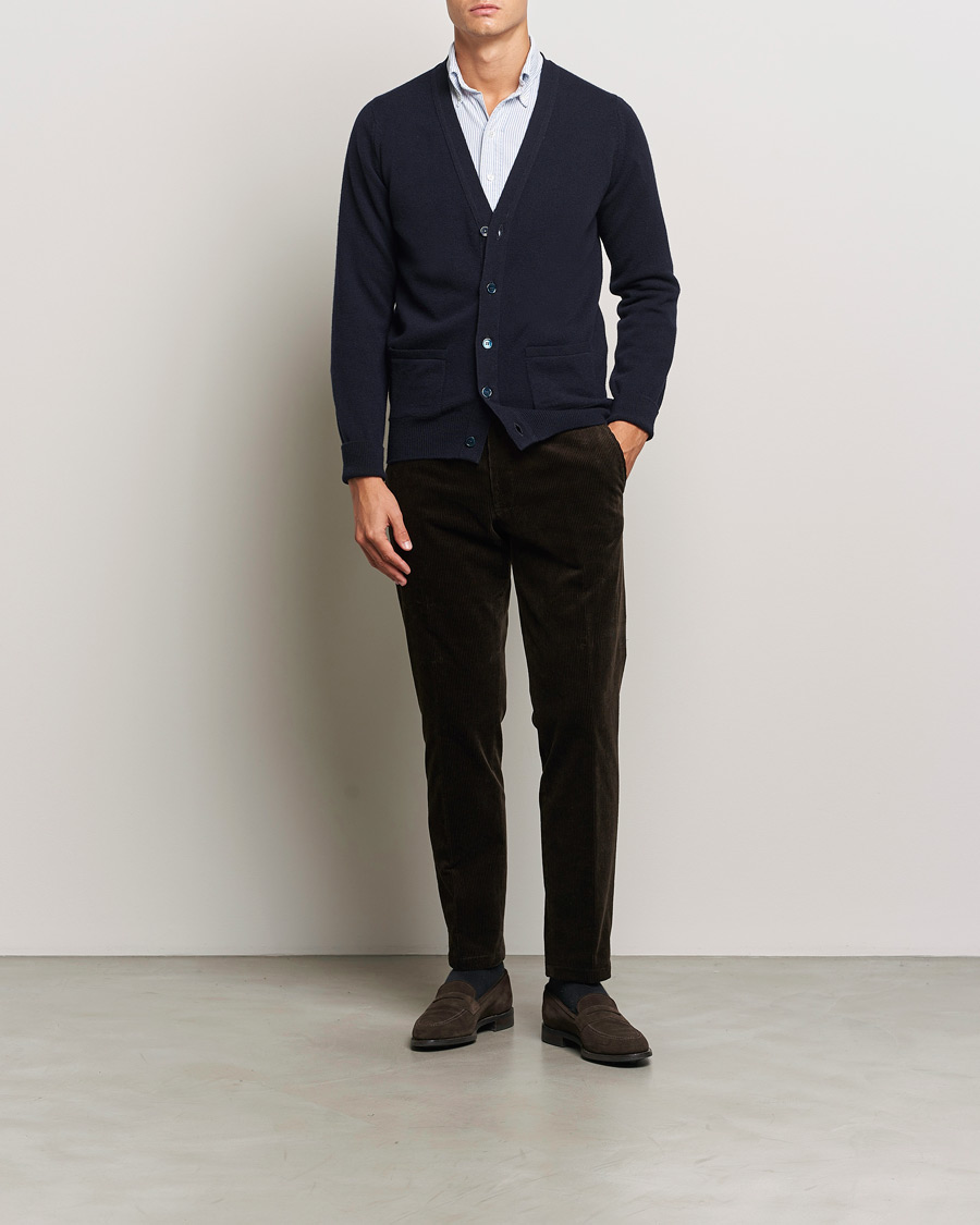 William Lockie Rob Lambswool Cardigan Navy