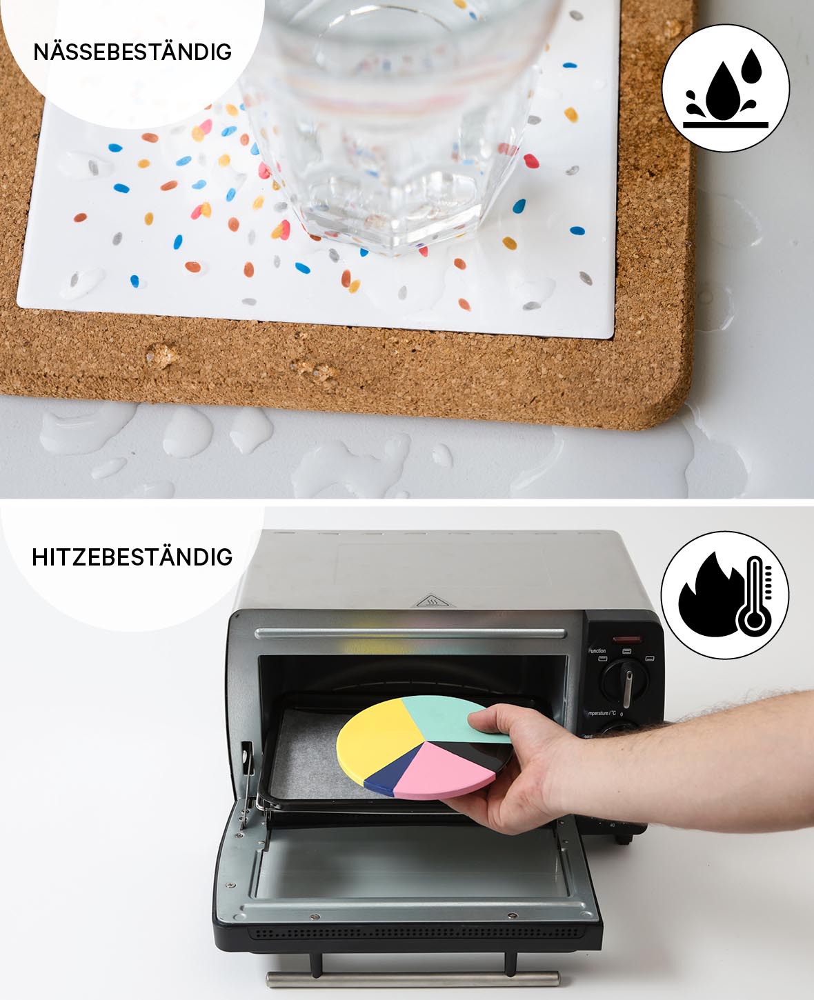 (19x19cm) Kork Untersetzer Porzellan DIY Untersetzer - Braun