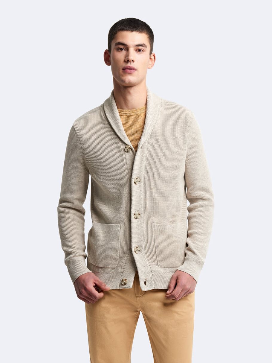 Cardigan col châle en coton
