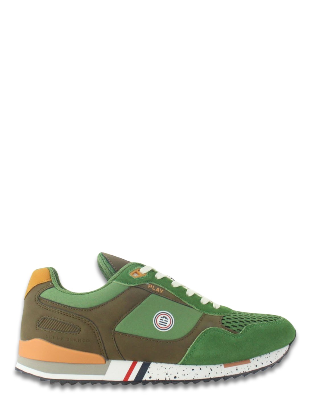 serge blanco Baskets De Ville Homme Chamonix Vert/Orange/Marron