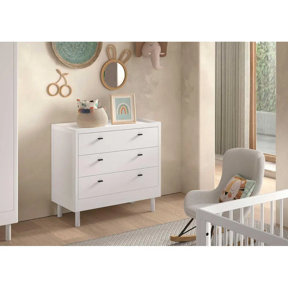 Commode Forrest - 3 lades - massief beukenhout - wit