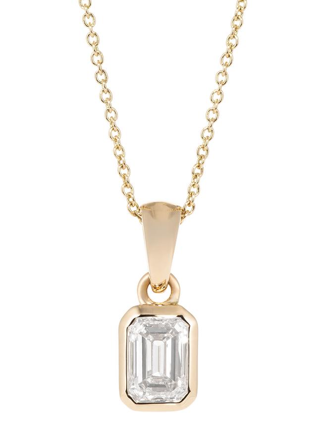 Diamant-Anhänger, 1,0 ct. Emerald-cut, mit Kette