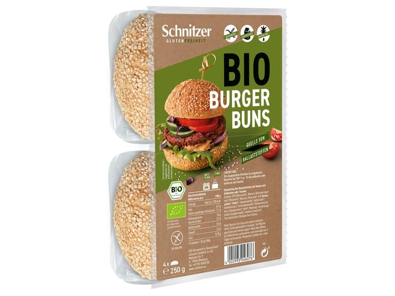 Schnitzer Bio Hamburger Buns 4 x 50 g Glutenfreie Brötchen für Hamburger