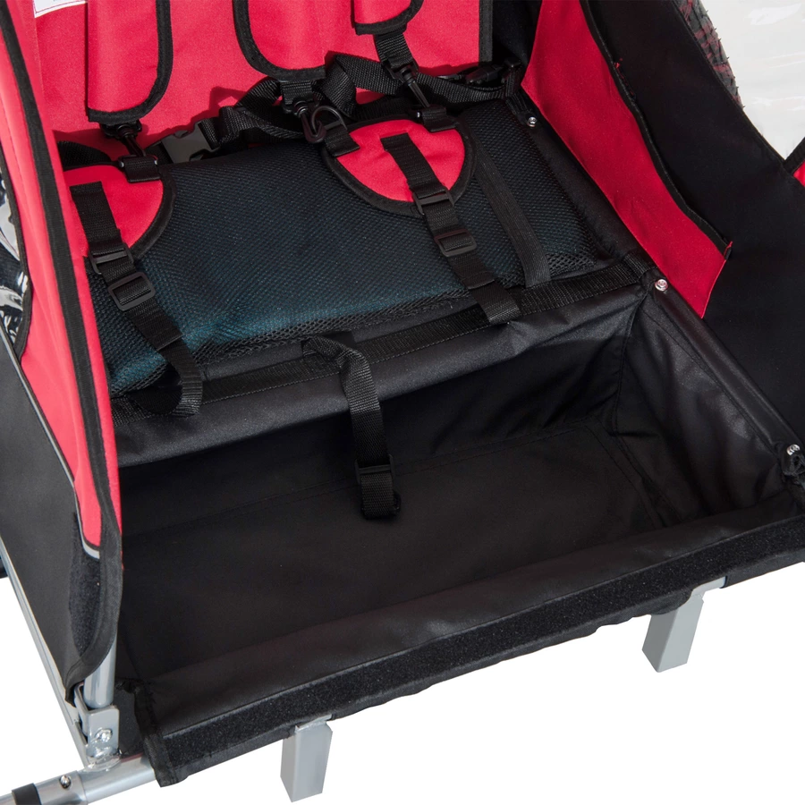 HOMCOM Kinderanhänger mit Staufach rot, schwarz