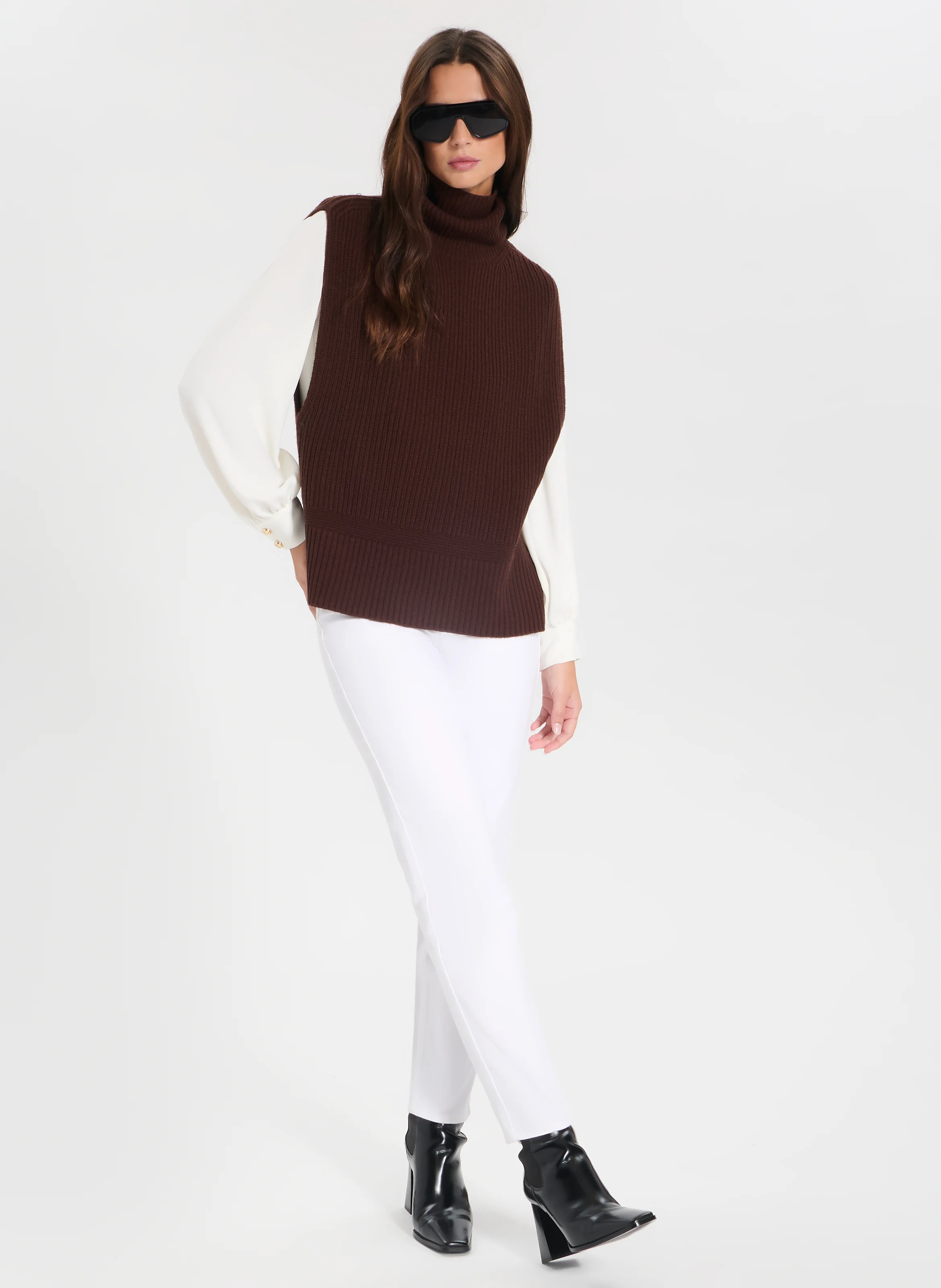 NINA - Pull droit en cachemire | Marron