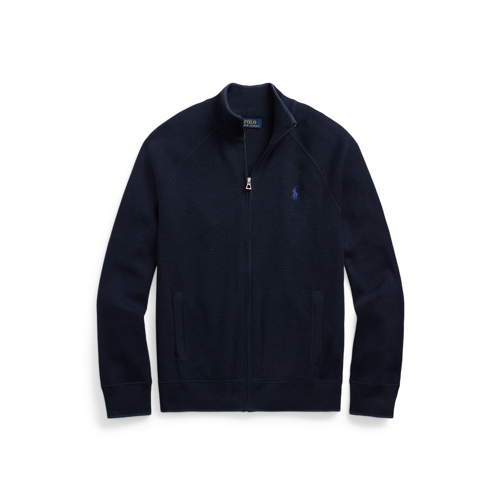 Gilet droit col montant en coton | Bleu