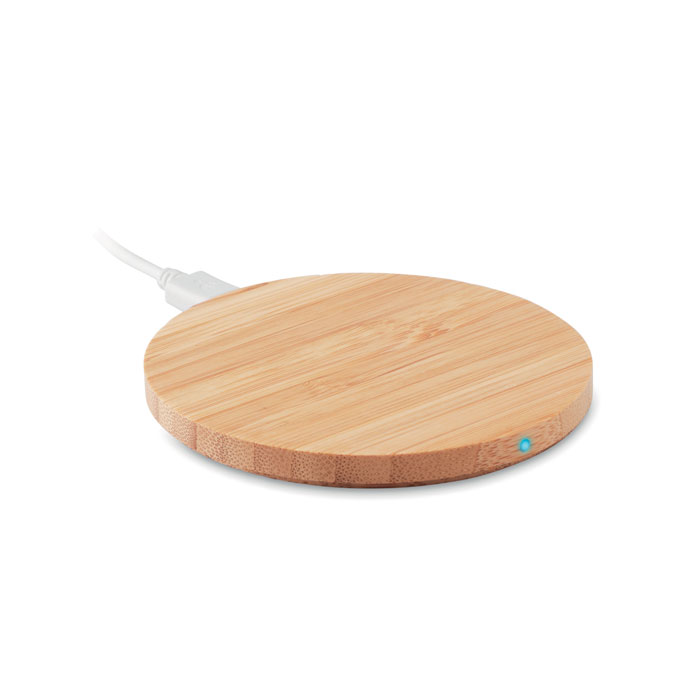 GiftRetail MO6924 - RUNDO LUX Chargeur sans fil en bambou 15W