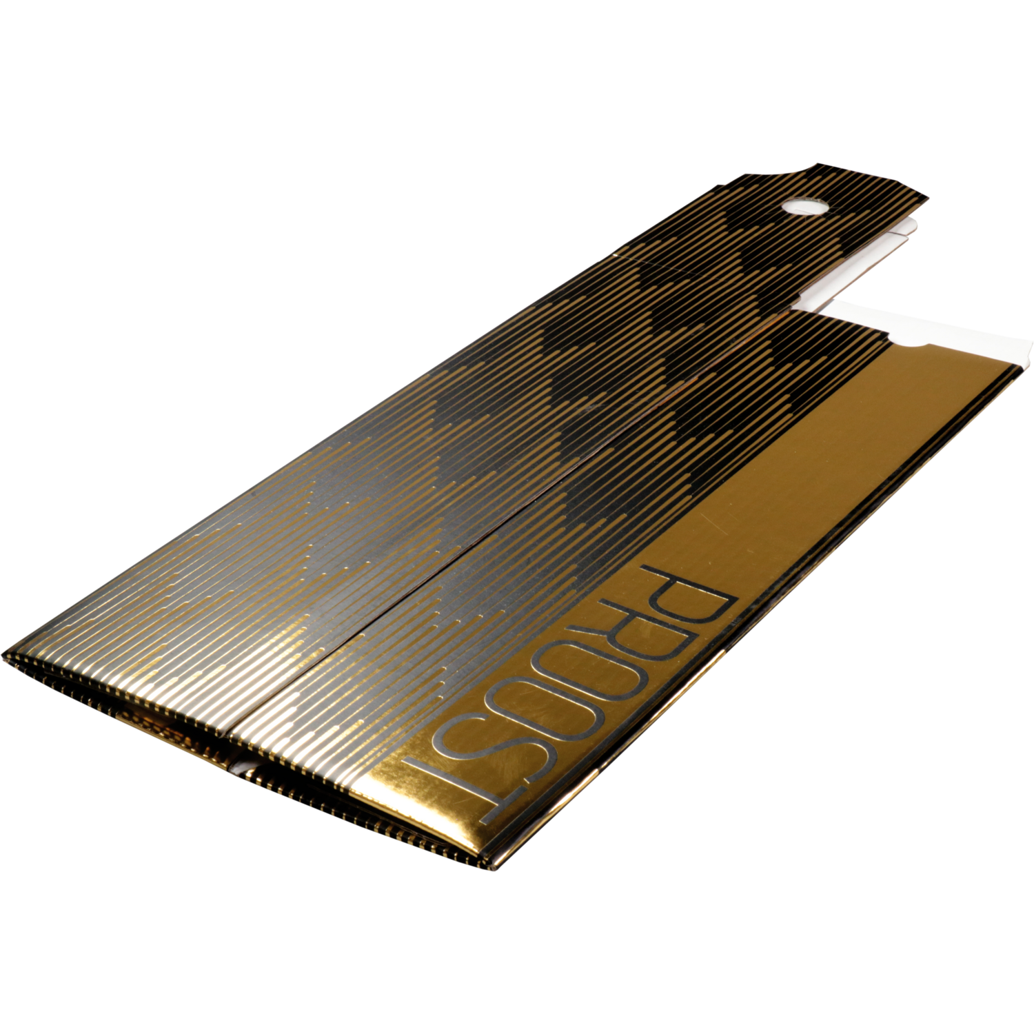 Flesdoos, Proost, kraftpapier + PE, 1 fles, 95x95x330mm, zwart/goud