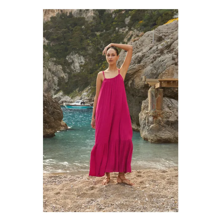Alma Deia Robe Longue Dos Nu en Viscose | Rose fuschia
