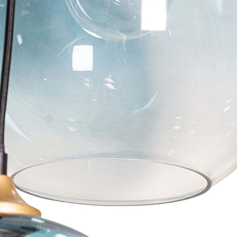 Smart hanglamp messing met blauw en groen glas 8-lichts incl. 8 Wifi G95 - Sandra