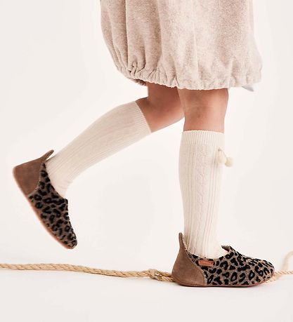 Bisgaard Hausschuhe - Wolle - Brauner Leopard