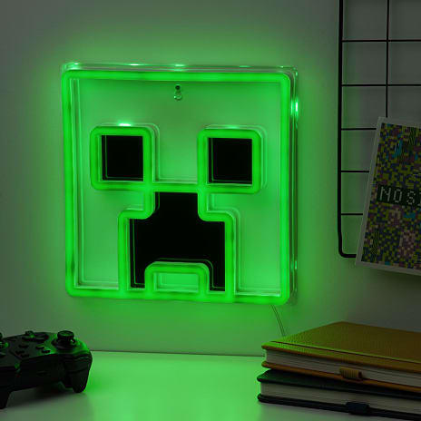 Minecraft Creeper LED neon væglampe - grøn