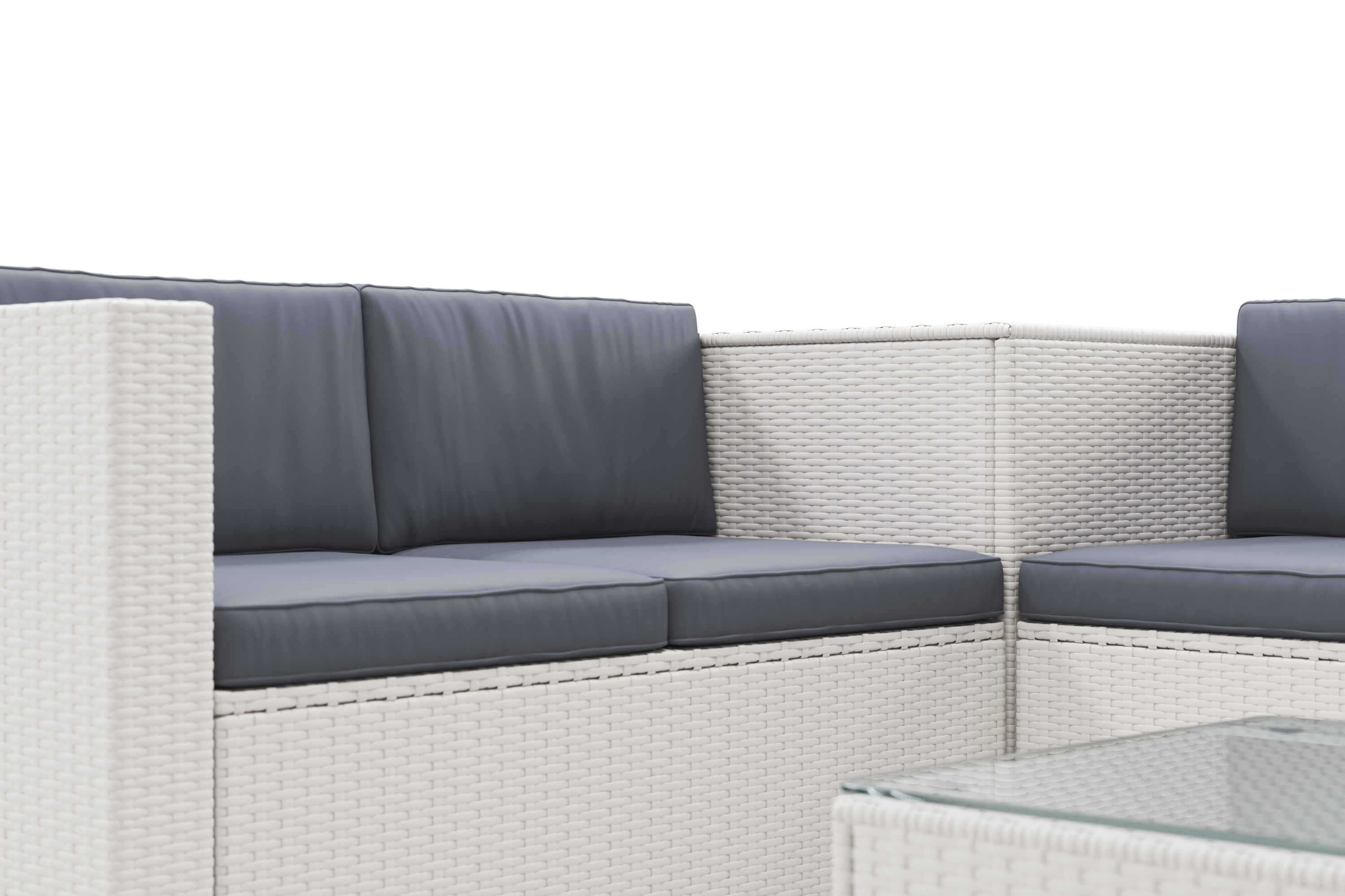 Rattanlounge SAN MARINO weiss/anthrazit