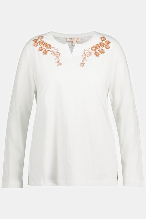 Shirt, Tunika-Ausschnitt, Langarm, Biobaumwolle