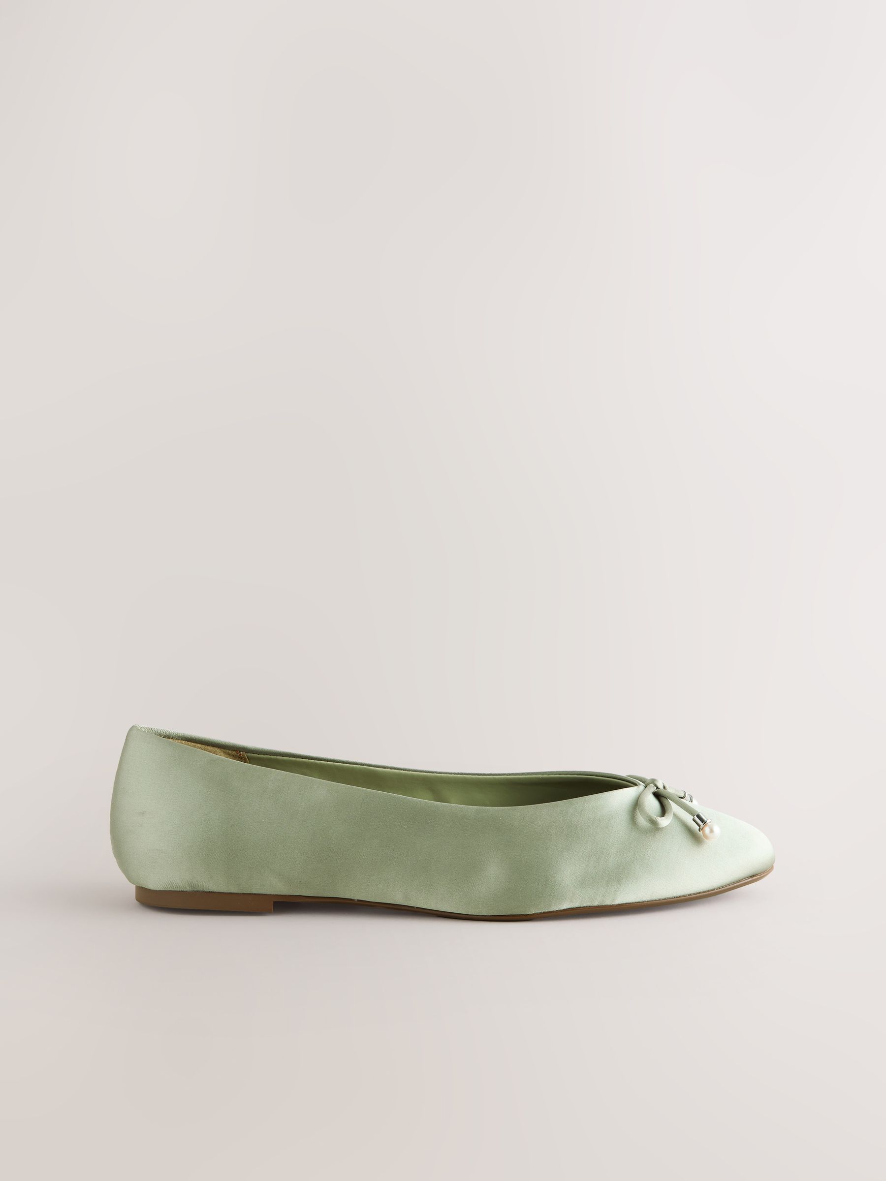 Grijs-groen - Bridesmaid Pearl Effect Bow Detail Ballerinas