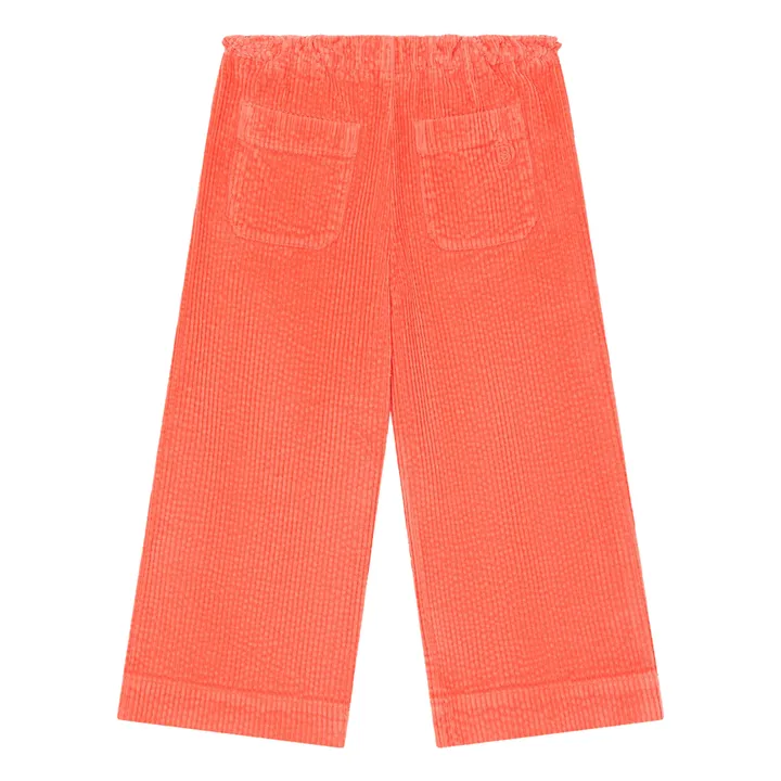 SMALLABLE BASICS Pantalon Droit Fille Elastiqué à la Taille en Velours Côtelé | Corail