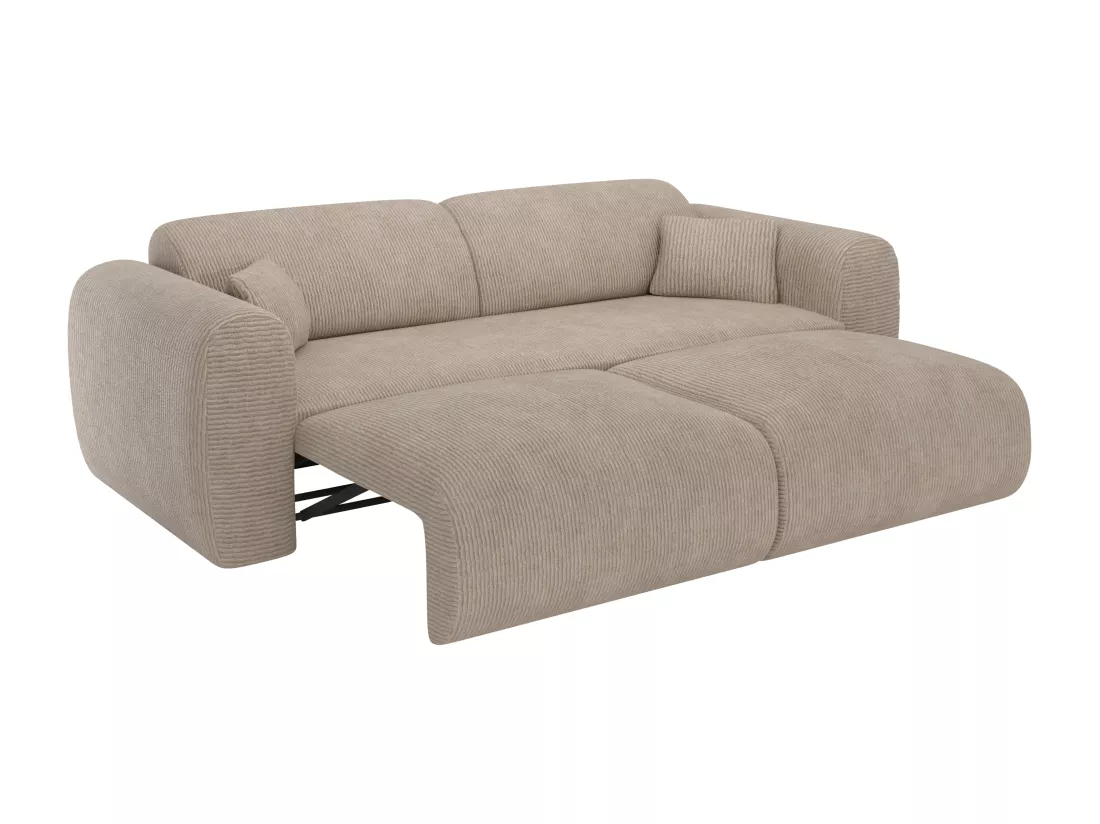 Canapé 4 places convertible en tissu texturé beige POGNI de Maison Céphy