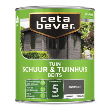 CetaBever Tuinbeits Schuur & Tuinhuis zijdeglans dekkend antraciet 750 ml
