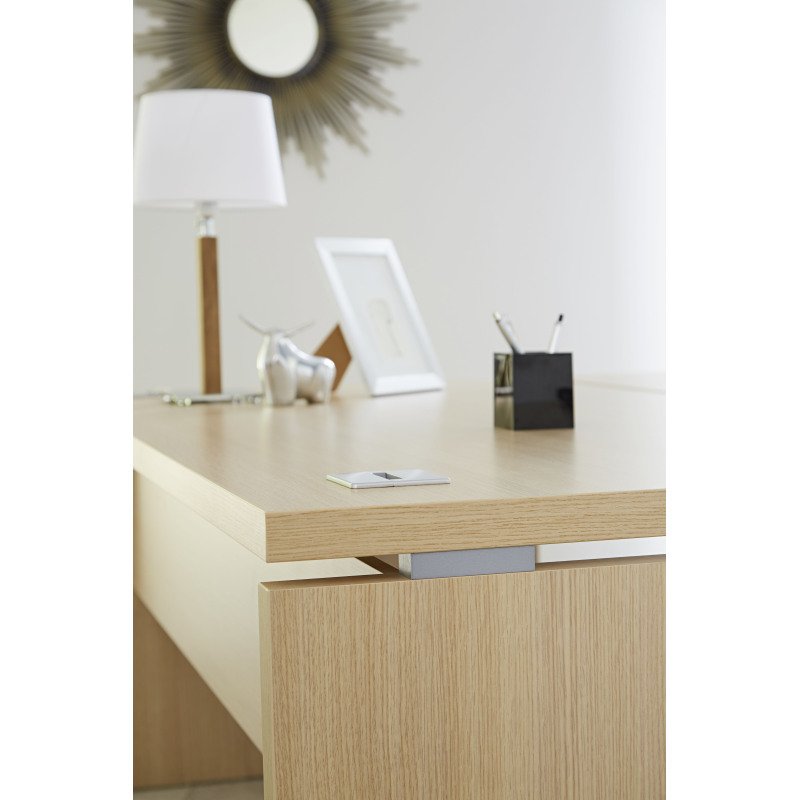 Bureau droit Direction Bruneau Shiny piètement plein bois