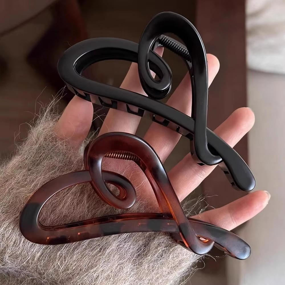 (12cm) Haarspange Klammer Krallen Clip Haar Accessoire Herz - Braun