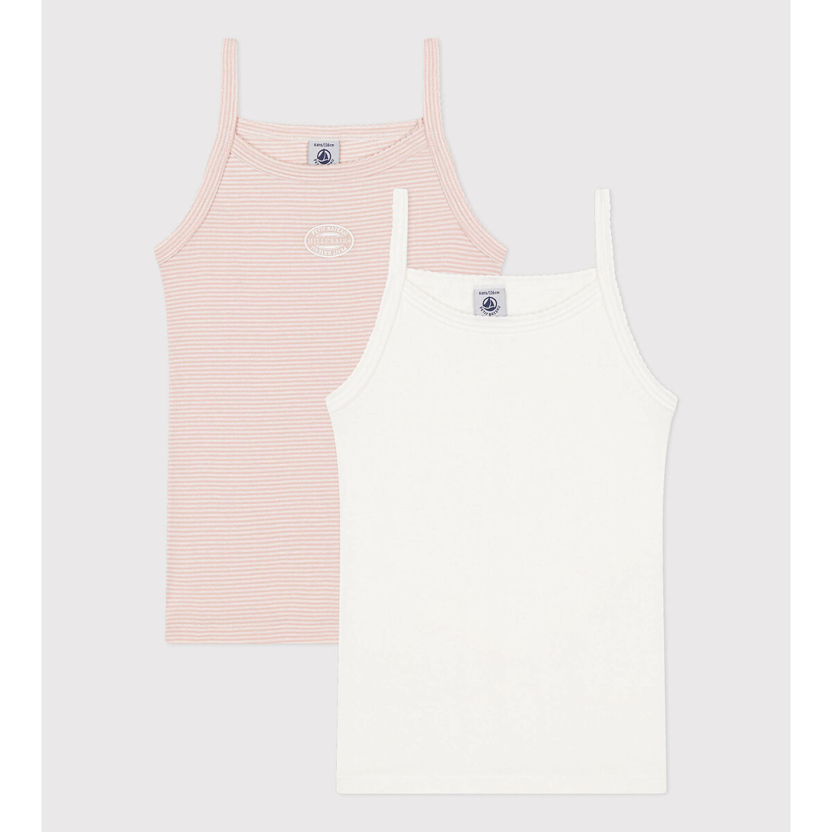 PETIT BATEAU<br>Conjunto de 2 regatas de algodão com alças finas