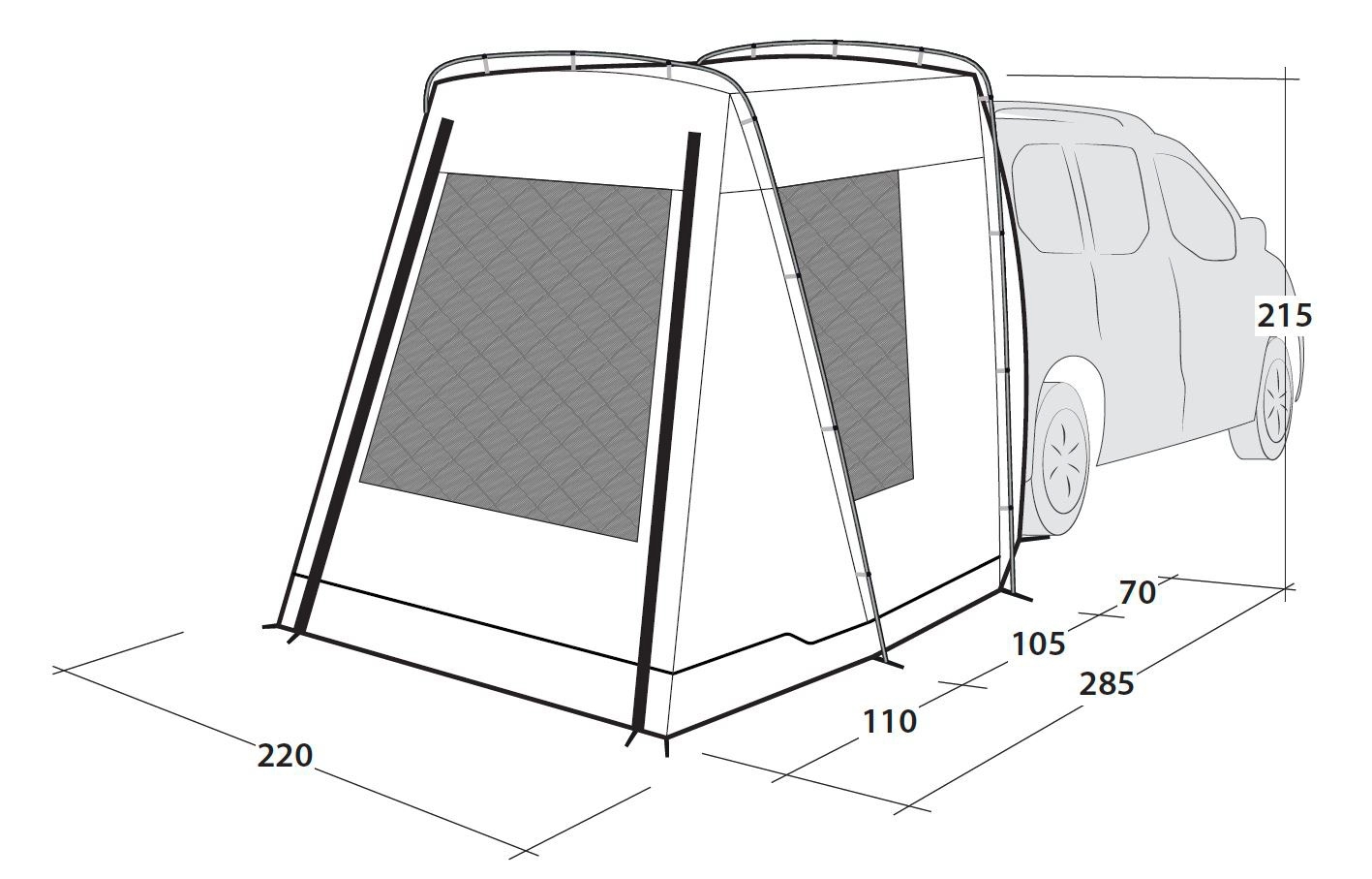 Outwell Dunecrest S Vorzelt für Minicamper 2 Personen Grün