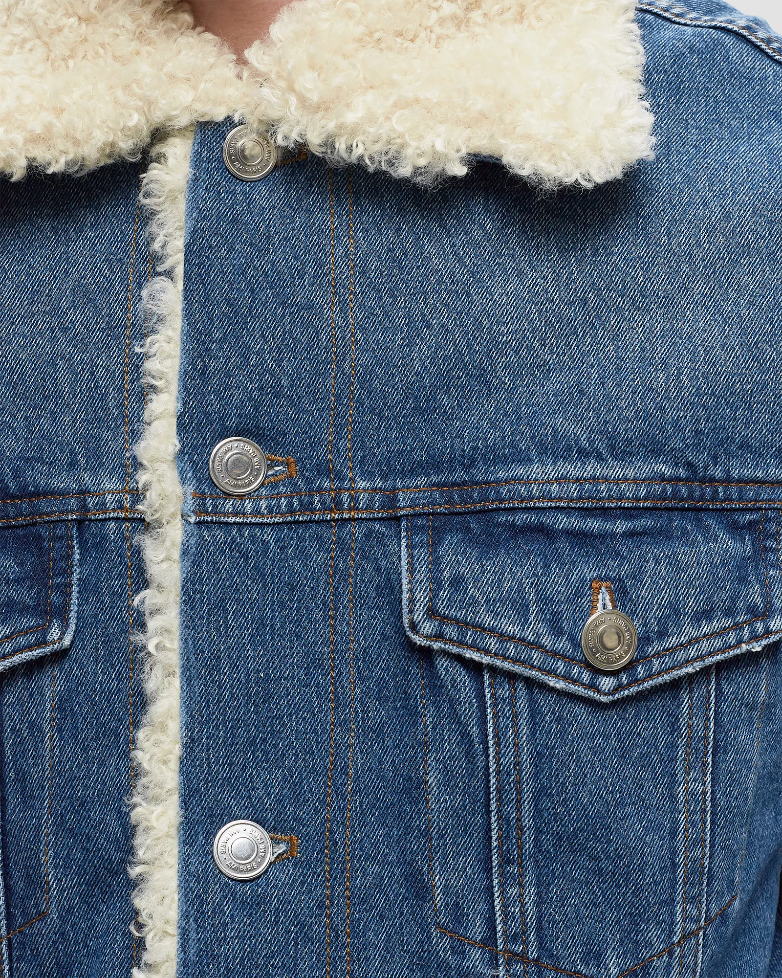 AMI Paris TRUCKER JACKET LINED WITH SYNTHETIC FUR