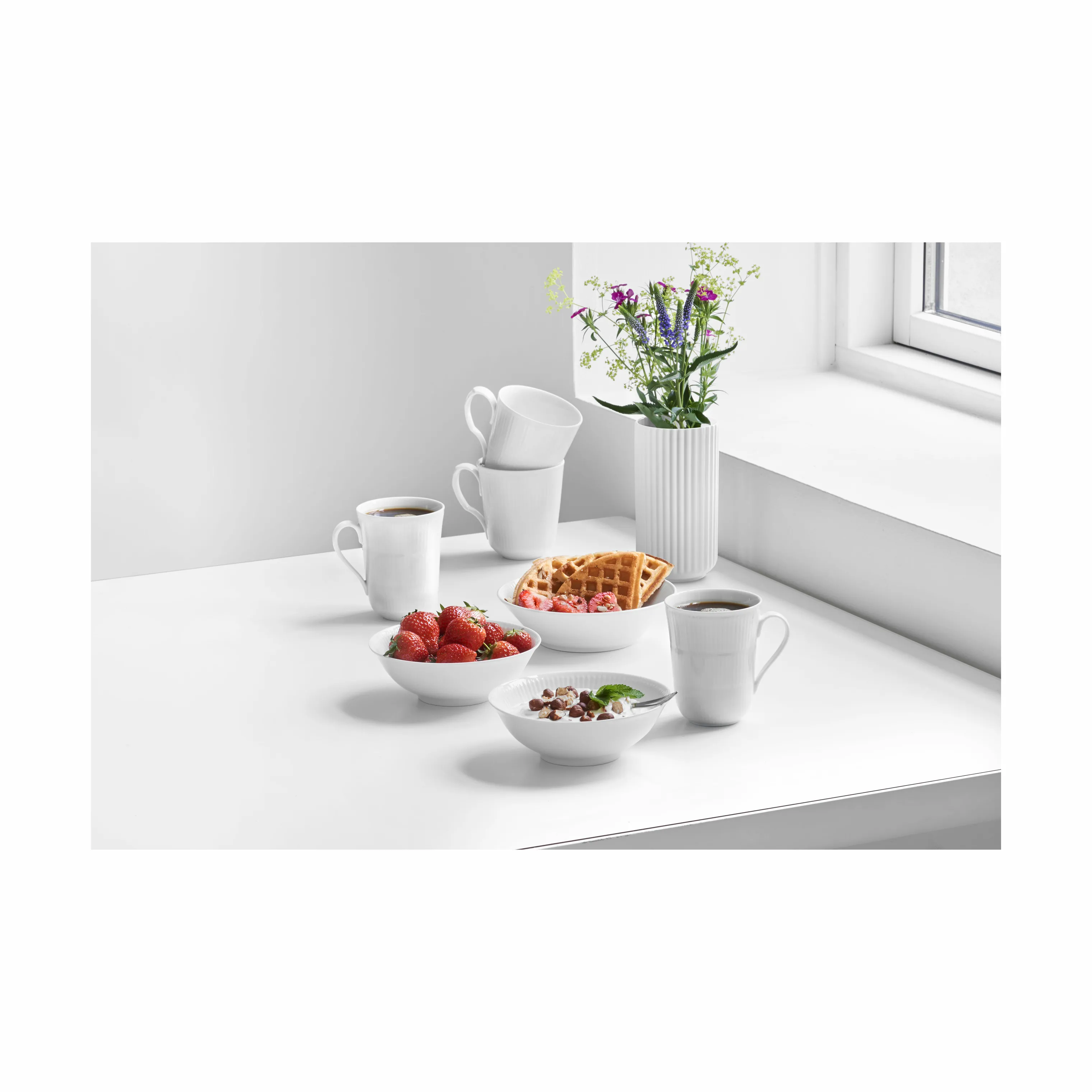 Royal Copenhagen Hvid Riflet Skåle - 2 stk.