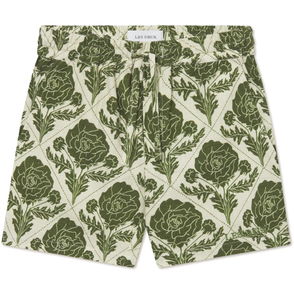 Køb Les Deux Kids Vintage Green/Ivory Lesley Flower Tile AOP Shorts
