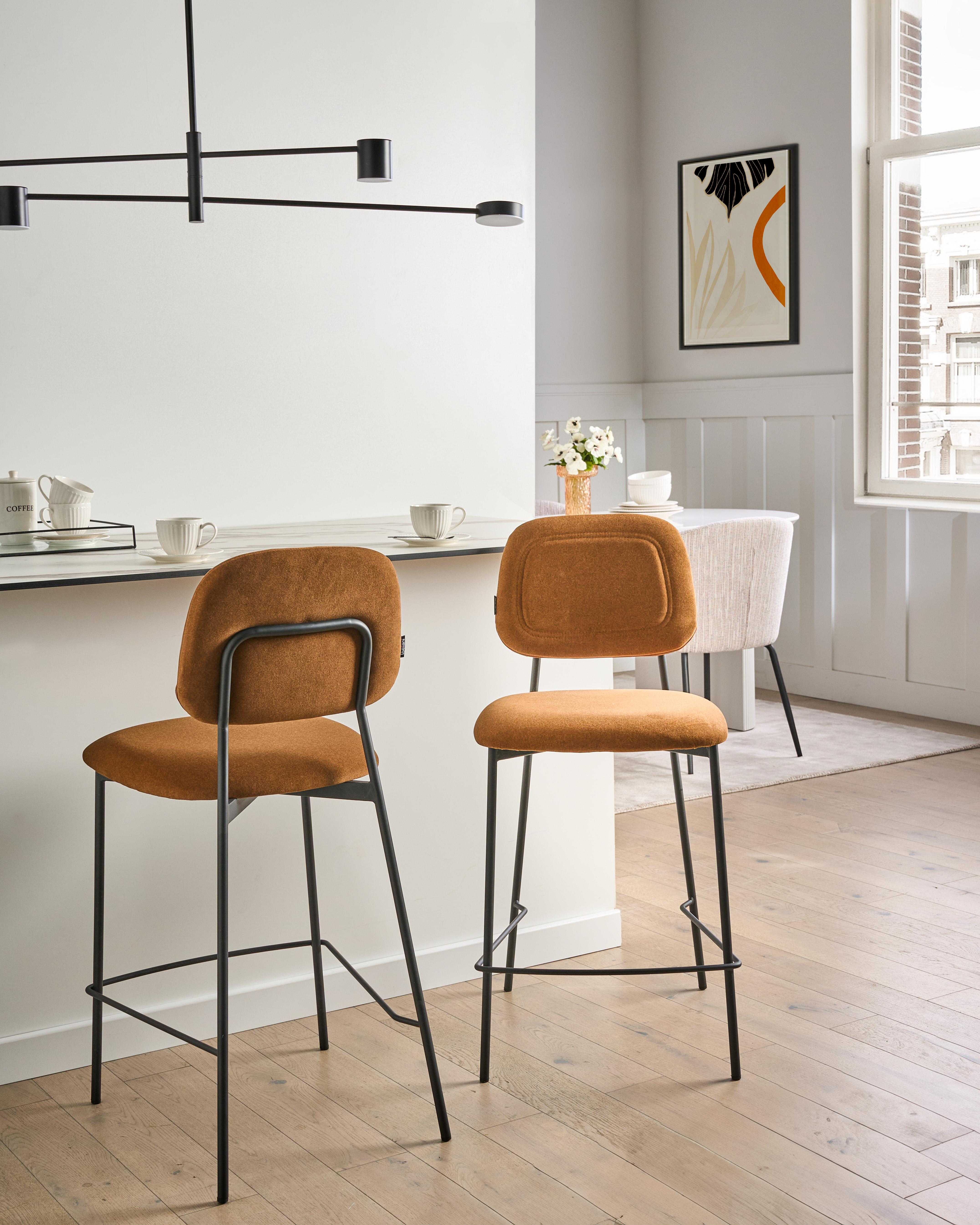 Set van 2 barstoelen DUETTE Fluweel Goudbruin