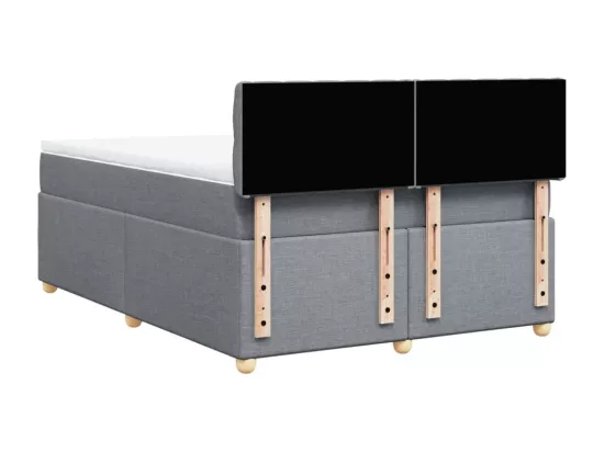 Sommier à lattes de lit avec matelas Gris clair 140x190cm Tissu