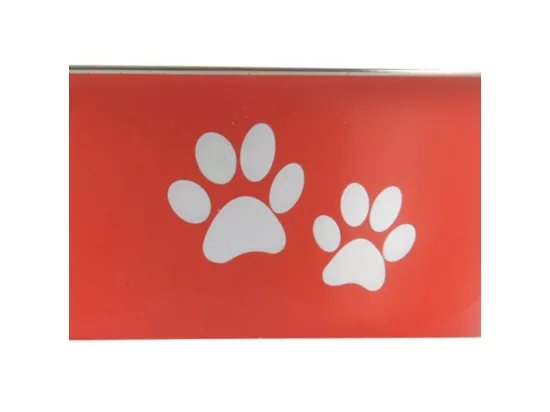 Bol en inox avec motif pattes antidérapant - Rouge - D 21/17 cm