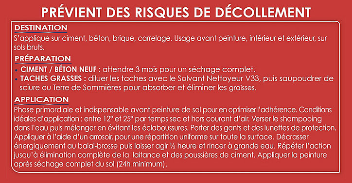 Shampooing intérieur et extérieur sol spécial ciment, béton et carrelage V33 1L