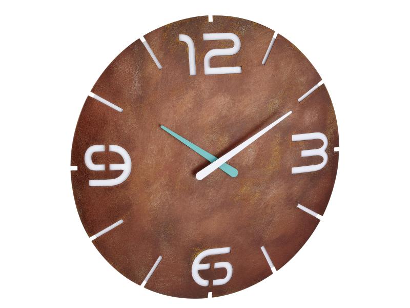 TFA Dostmann Funk-Wanduhr Contour Braun, Ø 35 cm Design Funkuhr