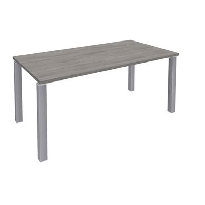 Bureau droit EXPRIM - L140 cm - Plateau imitation Chêne gris - Pieds aluminium