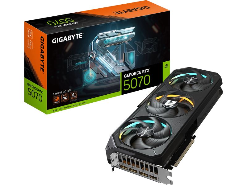 Gigabyte Grafikkarte GeForce RTX 5070 GAMING OC 12 GB Gigabyte Grafikkarte mit 12 GB GDDR7 Speicher