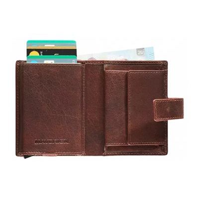 Maverick Rough Gear - Portefeuille - compact RFID - cuir de buffle pleine fleur à tannage végétal - brun