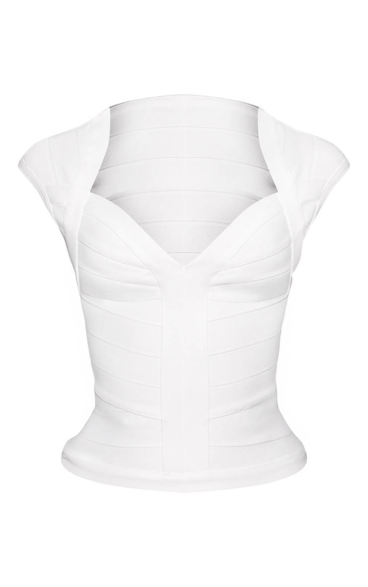 Blanc Corset Bandage Petite À Décolleté Plongeant