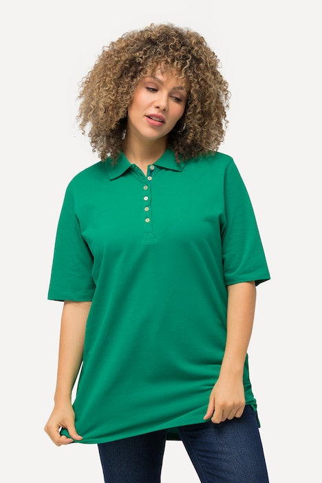 Poloshirt, Piqué, Polokragen, Samt-Knopfleiste, Halbarm