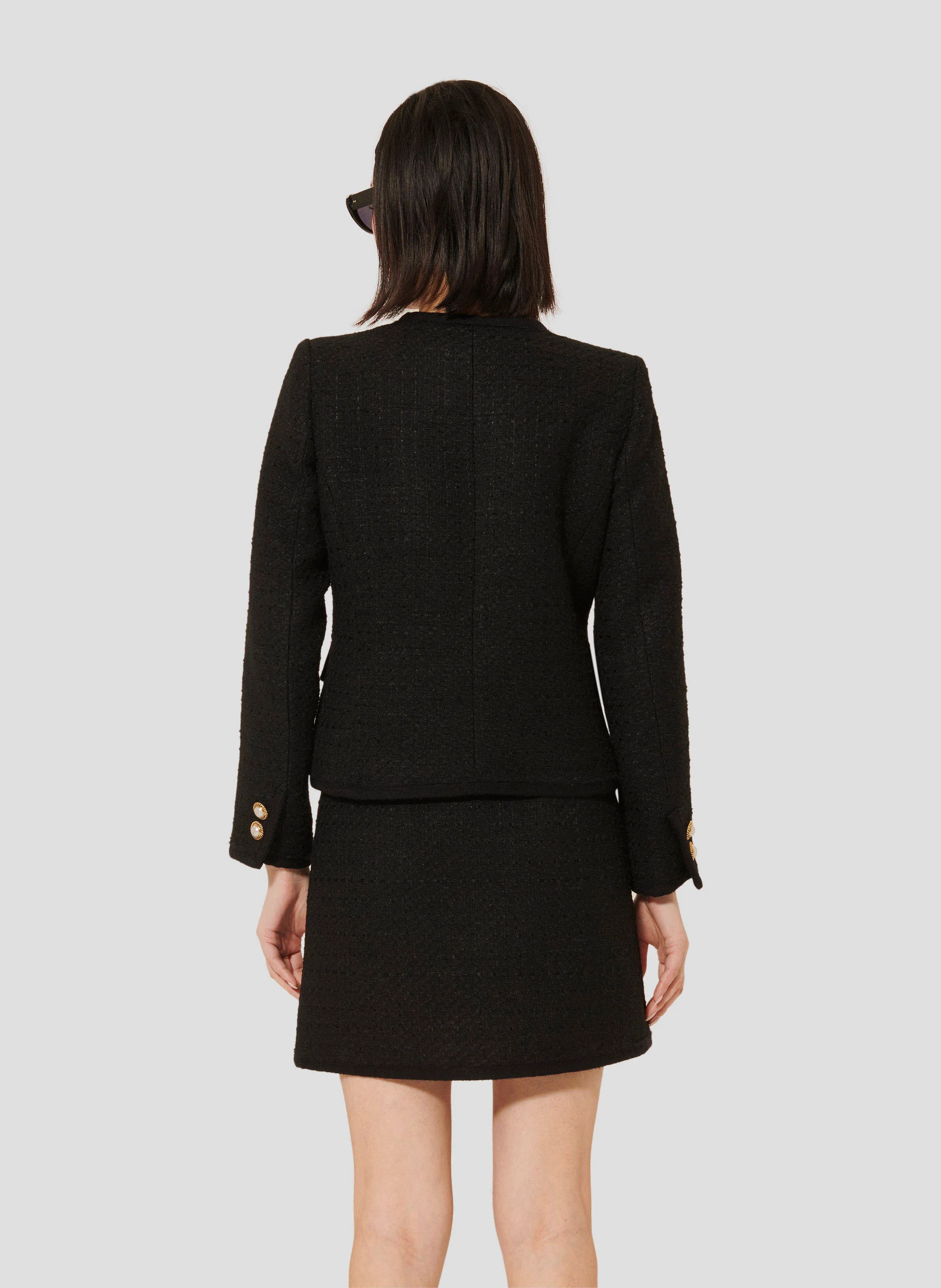 VELVET - Veste col rond tweed | Noir