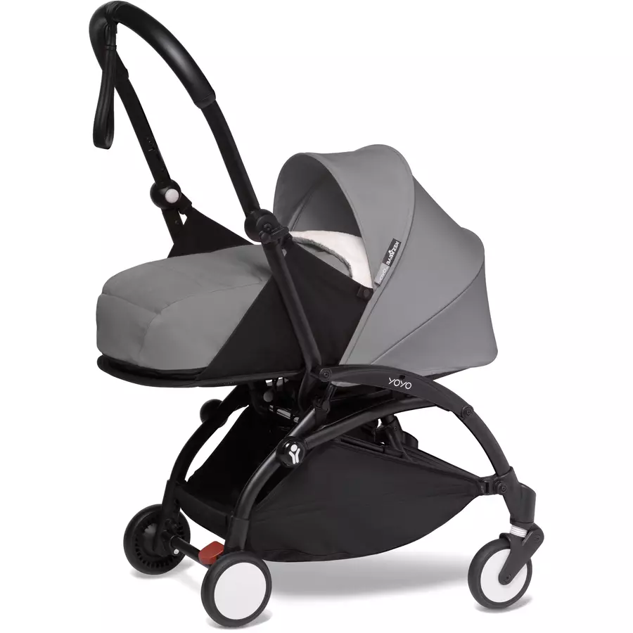 BABYZEN Kinderwagen YOYO2 0+ Black mit Neugeborenenaufsatz inkl. Textilset Grey
