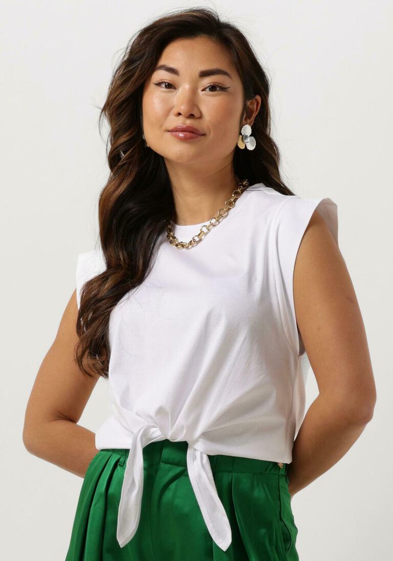 SCOTCH & SODA witte scotch & soda top sleeveless knotted t-shirt