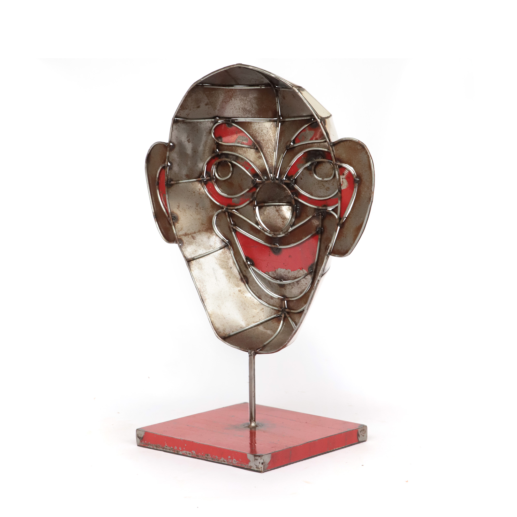 Maske 'Clown' aus Ölfässern, multicolor, H 54 cm, B 42 cm von fischer's lagerhaus