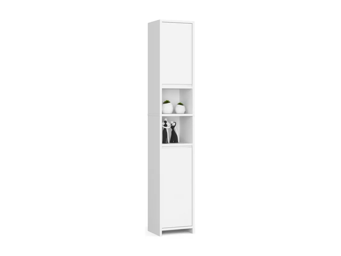 Colonne salle de bains AKORD UNI Blanche 32 cm 2 portes façade Blanche 4 étagères 32x28x180 cm