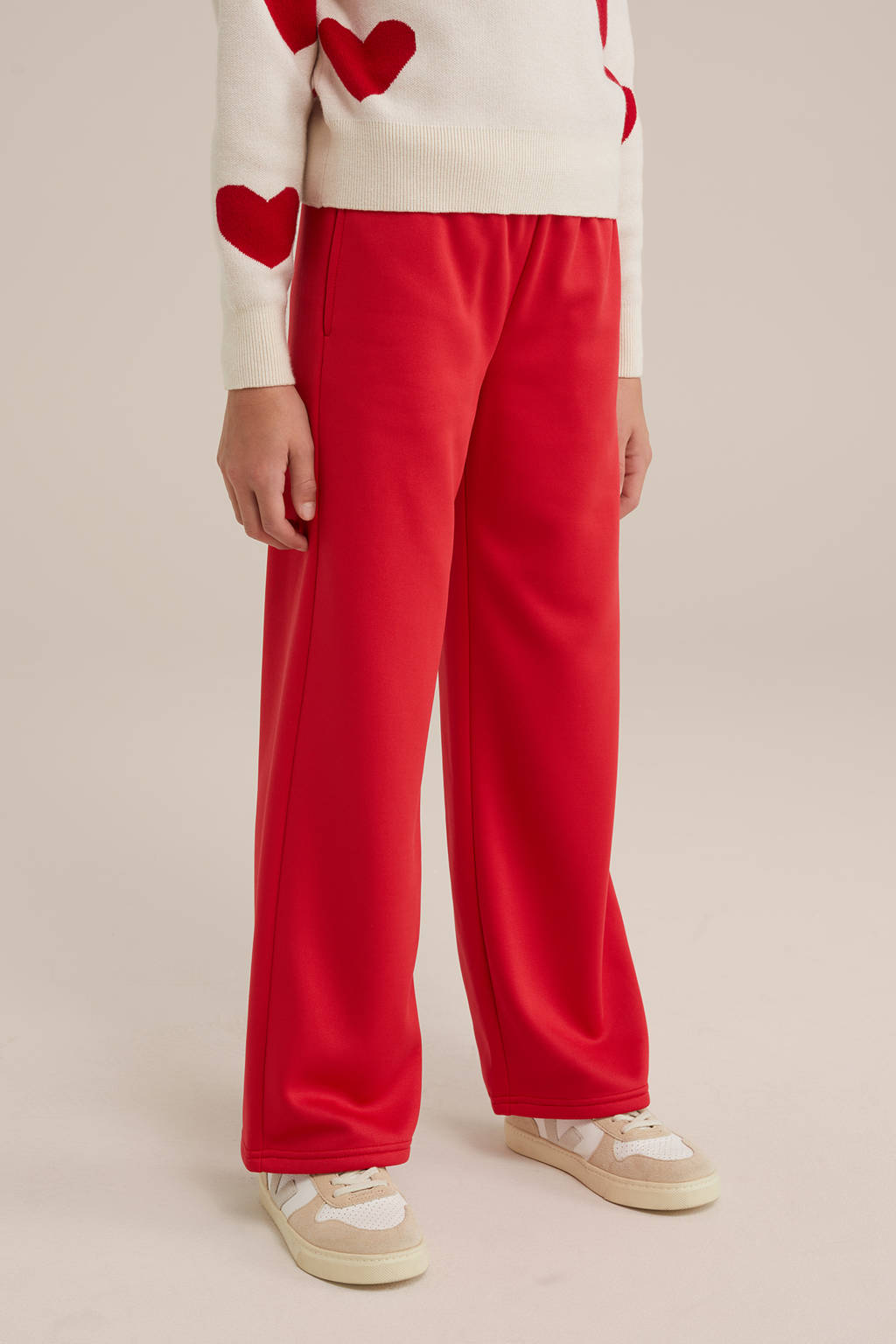 WE Fashion straight fit joggingbroek rood